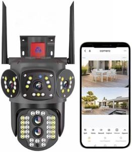 Grousale Tricams Dual Lenses 3 Screens View 4MP Each FHD Outdoor WiFi Wireless Camera with Color Night Visoin | Two Way Audio | Motion Detection | PTZ Function | Weatherproof IP66