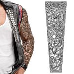 Tatodays Viking Temporary tattoo viking full arm body art stickers nordic comapass celtic tribal middle ages medieval (Dragon wolf)