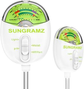Sungramz Soil Moisture Meter for Plants, 4-in-1 Moisture/pH/Fertility/Sunlight Dial Display, pH Soil Tester for Garden, Lawn, Farm, Indoor & Outdoor Use, No Battery Required, White