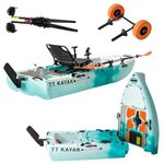 Modular Fishing Kayak with Cart & Paddle, 573 lbs Capacity, 110" Sit-on-Top Kayak, 360° Swivel Seat, 2-Piece Portable Design Fits SUV/Pickup/Van, for Ocean, Lake & River (​1-Person Kayak)