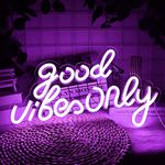 JFLLamp Good Vibes Only Neon Signs for Wall Decor Neon Lights Led Signs Suitable for Living Beer Bar Game Room Hotel Birthday Party Restaurant Christmas Unique Gift for Lover, 16.5 * 10 Inch(Purple)