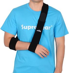 SupreGear Arm Sling, Adjustable Lightweight Comfortable Shoulder Immobilizer Arm Sling Breathable Medical Shoulder Support for Injured Arm/Hand/Elbow - 71 inch / 180cm (Black)