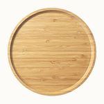 Round Bamboo Tray, Wood Serving Tray, Wooden Serving Platter, Fruit, Bread, Salad Plate, Charcuterie Serving Board (25 cm)