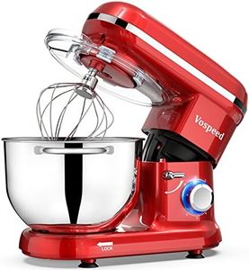Stand Mixer, Vospeed Food Mixer Dough Blender, 6.2L 1500W Electric Cake Mixer with Bowl, Beater, Hook, Whisk, Egg Separator & Silicone Spatula, Dishwasher Safe (Red)