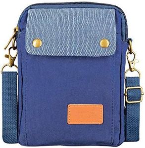 Canvas Small Crossbody Bags Cell Phone Purse Wallet Shoulder Bag for Women Teen Girls, Blue, Small