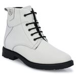 GALEX Leather Boots for Men | Trendy, Stylish & Casual Boots White (CBM-2864-WHT-8)