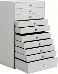Large Jewelry Box, Jewelry Case with 10 Drawers for Big and Small Jewelry, Jewelry Storage Organizer for Watch Earrings Necklace Rings Bracelets, Birthday Wedding Gifts (Grey)