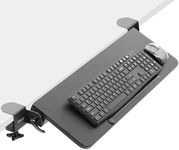 VIVO Clamp On Tilting Keyboard Tray, 26 (31 Including Clamps) x 9 inch Extension Platform for Typing and Mouse Work, Elbow and Arm Support Rest, Black, MOUNT-KB06H