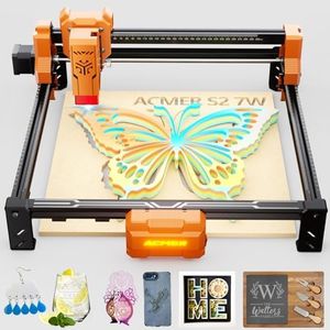 ACMER S2 7W Laser Cutter, 48W Ausgangsleistung Laser Graviermaschine, 300x300mm, 10000 mm/min, Holz Lasergravierer für DIY-Chargenanpassung, Bildung und Unterricht, Modellbau, individuelle Geschenke