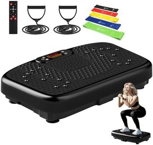 SoftGym Vibration Plate Exercise Machine for Lymphatic Drainage,Power Vibrate Stand Shake Board 450 Lbs Capacity Whole Body Workout Waver with Resistance Bands Weight Loss for Women Men-Black