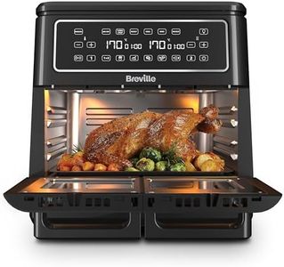 Breville Halo Flexi Air Fryer | Digital Dual Air Fryer Oven | 11L: Serves 10+ People | FryBakeGrillRoast & Reheat | 2400 W | Save £65 a Year on Energy Bills* | Black [VDF130]