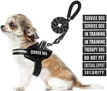 Service Dog Vest Harness and Leash Set, Animire in Training with 9 Patches, Reflective Soft Padded Handle for Small, Medium, Large, Extra-Large Dogs (RED,L) Black XS