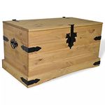 Susany Storage Chest, Box, Wooden Chest Trunk, Large Toy Chests with Lid, Box Organizer Unit, for Living Room, Bedroom or Guest Mexican Pine Corona Range 91x49.5x47 cm, Black