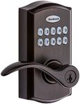 Kwikset SmartCode 955 Keypad Electronic Lever Door Lock Deadbolt Alternative with Pembroke Door Handle Lever Featuring SmartKey Security in Venetian Bronze