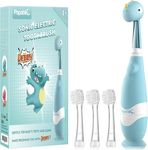Papablic (4 Pack) Baby Sonic Electric Toothbrush, Toddler Toothbrush for Ages 1-3 Years with Cute Dino Cover and Smart LED Timer, 4 Brush Heads (Debby)