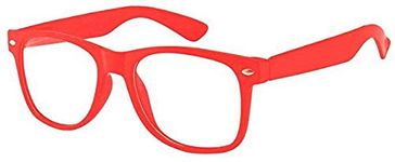 Boolavard Kids Nerd Glasses Clear Lens Geek Fake Eyeglasses for Girls Boys Eyewear Age 4-12 (Red)