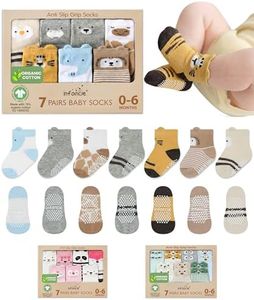infancie Organic Cotton 100% GOTS Certified Baby Socks 0-6 Months Soft for Infants, Comfortable and Breathable, Newborn 7 Pair Socks for Girls & boys Lightweight Daily Wear Multi Color Animal Design