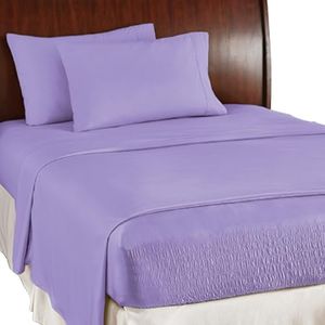 Collections Etc Bed Tite Soft Microfiber Sheet Set - Includes Flat Sheet, Fitted Sheet, and 2 Pillow Cases, Lilac, King
