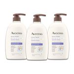 Aveeno Stress Relief Body Wash - Dry Skin, Pack of 3, Colloidal Oatmeal, Ylang Ylang, Chamomile, Lavender Essential Oils (975ml x 3)