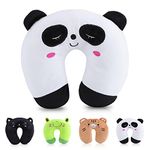 Travel Pillow for Kids Toddlers, Animals Neck Pillows, Cute Sleeping Neck Rest Cushion U Pillow Cushion for Car TGV with panda, Black Cat, Tiger, Frog