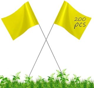 200Pack Yellow Marking Flags, JIZHGRAD Yard Flgas,15x4x5 Marker Flags, Lawn Flags,Dog Training Flags,Survey Flags, Landscape Flags, Sprinkler Flags, Surveyor Flags, Stake Flags