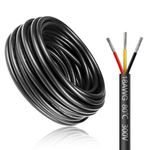 LightingWill 49.2FT/15M 18AWG 3x0.75mm² Electrical Wire 3 Core Cable, 18 Gauge 5V/12V/24V/240V/300V Low Voltage Extension Cable, Tinned Copper Wires, Flexible Cable High Temperature Resistant