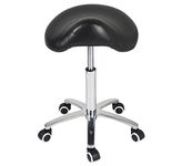 Saddle Stool Rolling Chair for Medical Massage Salon Kitchen Spa Drafting,Adjustable Hydraulic Stool with Wheels (without Backrest, Black)