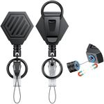 Uniclife 2 Pack Heavy Duty Retractable Keychain with Magnetic Closure Retractable Badge Reel for up to 255 g ID Badge Holder Reel with 89 cm Dyneema Cord ABS Casing Belt Clip and Large Carabiner Ring