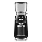 Smeg CGF01BLUK Coffee Grinder, Aluminium Construction, 50's Retro Style, 8 Programme Settings and 3 Grinding Grades, Black