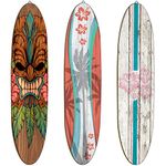 Gerrii 3 Pieces Large Surfboard Wall Decor 23.6" x 5.4" Wood Surf Boards for Decorating Beach Hangings Signs Tropical Wall Decor Hawaiian Summer Sign Tiki Bar Decor for Bedroom Room(Palm Tree)