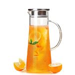 Aeternum Glass Water Jug with Lid Glass Pitcher Hot Water Jug Milk Carafe Glass Water Jug for Dining Table 1300 ml, Pack of 1