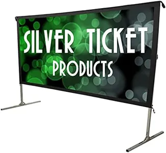 Silver Ticket Products STO Series Indoor/Outdoor 16:9 4K / 8K Ultra HD, HDR & HDTV Ready Movie Projector Screen Front Projection White w/Black Back, 125" Sliding Snap Frame with Stand STO-169125S