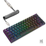 RK ROYAL KLUDGE RK61 2.4Ghz Wireless/Bluetooth/Wired 60% Mechanical Keyboard, 61 Keys RGB Hot Swappable Red Switch Gaming Keyboard with Software for Win/Mac