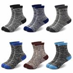 GENTABY Boys Thick Socks Kids Winter Thermal Socks Striped Walking Warm Boot Cosy Hiking socks for 10-14 Years Boys Girls Toddlers Gift Socks 6 Pairs