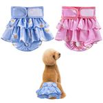 Scettar 2 Pack Pet Soft Dog Nappies,Washable and Reusable Dog Diapers,Super Absorbent and Adjustable Puppy Sanitary Wraps Panties,Period Heat Pants for Female Pet Incontinence&Travels 30-45cm (S)