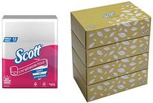 Scott 3 Ply Toilet Paper - 12 Toilet Tissue Rolls x 160 Pulls- Bathroom Tissue From Kimberly Clark, White & SCOTT® Facial Tissue Box 60044-2 ply Flat Box Facial Tissue Sheet Size 15.7 x 21 cm