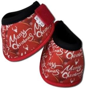 Ankaier Horse Bell Boots Overreach Bell Boots for Horses Protective Hoof Boots Ballistic Protection 2 Counts (ChristmasRed, Large)