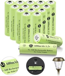 JiajaX Ni-MH Rechargeable AA Batteries, AA 600mAh 1.2V Solar Batteries for Garden Landscaping Outdoor Solar Lights, String Lights, Pathway Lights (16 Pack)