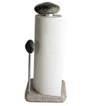 Sea Stones Helping Hand Standing Granite Paper Towel Holder - Easy to Use One-Handed Tear - Modern Kitchen Design - Made in USA