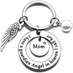 Mom Memorial Keychain Gift Loss of Mother Jewelry I have a guardian Angel in heaven I call her Mom Keychain Sympathy for Remembrance Memory Gifts Mothers Day Gift for Grieving Mother