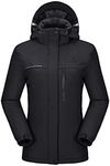 CAMEL CROWN Womens Ski Jacket Waterproof Snowboard Winter Snow Warm Ski Coat for Women New Black-2 XL
