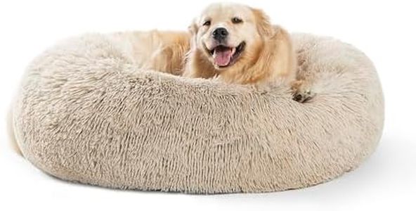 SAVFOX Plush Calming Dog Beds, Donut Dog Bed for Small Dogs, Medium, Large, X-Large & XX-Large, Comfy Cuddler Dog Bed and Cat Bed in Faux Fur, Washable Dog Bed, Multiple Sizes S-XXL