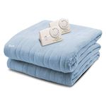 BIDDEFORD BLANKETS Comfort Knit Electric Heated Blanket with Analog Controller, Queen, Blue