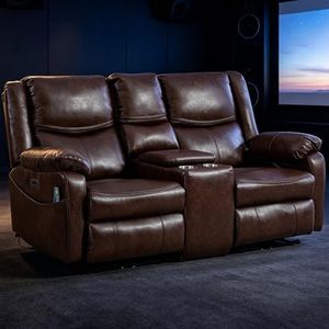 JIKFRIMA Zero Gravity Power Loveseat Recliner Sofa with Massage and Heat | Reclining Loveseat with Storage Console, USB Ports, Home Theater Seating Set for Living Room, Faux Leather