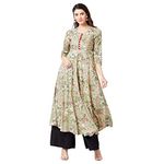 Tissu Women's Green Floral Printed Kurta 1932-46_Green, 3XL