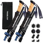 TREKOLOGY Hiking Poles Collapsible - Lightweight Walking Poles for Seniors, Women & Men - Trekking Poles Collapsible with Cork Pole Grip - Hiking Gear (Black with Blue)