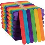 ZEONHAK 1000 PCS 6 Inches Colored Popsicle Sticks, Natural Wooden Lolly Sticks, Lollipop Sticks Jumbo for DIY Model Making Craft Homemade Design