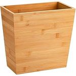 TOPZEA Bamboo Waste Basket, Rectangular Trash Can Narrow Waste Bin Garbage Can Wastebasket for Bathroom, Bedroom, Office and Home,10.5" x 5.75" x 10"