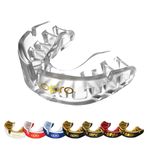 OPRO Gold Level Moldable Mouth Guard with Case Premium Fit (Clear) Adult & Kids Boxing Mouthguard for MMA & Impact Sports, Easy Self-Fit Mouth Guard for Sports, Football & Hockey - Includes Case