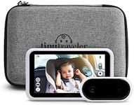 Tiny Traveler | Portable Video Baby Monitoring System with Travel Kit, View Kid in Rear Facing Seat, Night Vision HD 720p 5" Touchscreen, Battery Powered, Split-Screen, Travel Pouch Included - White